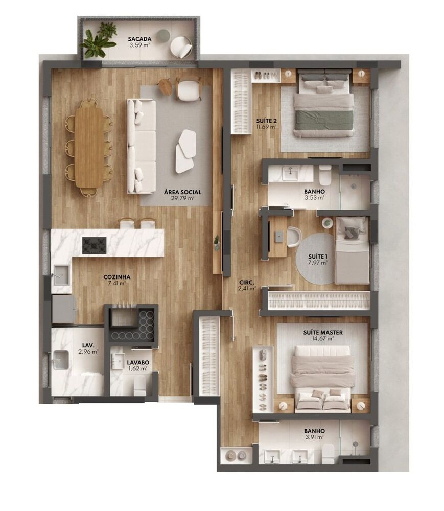 Apartamento à venda com 3 quartos, 134m² - Foto 4