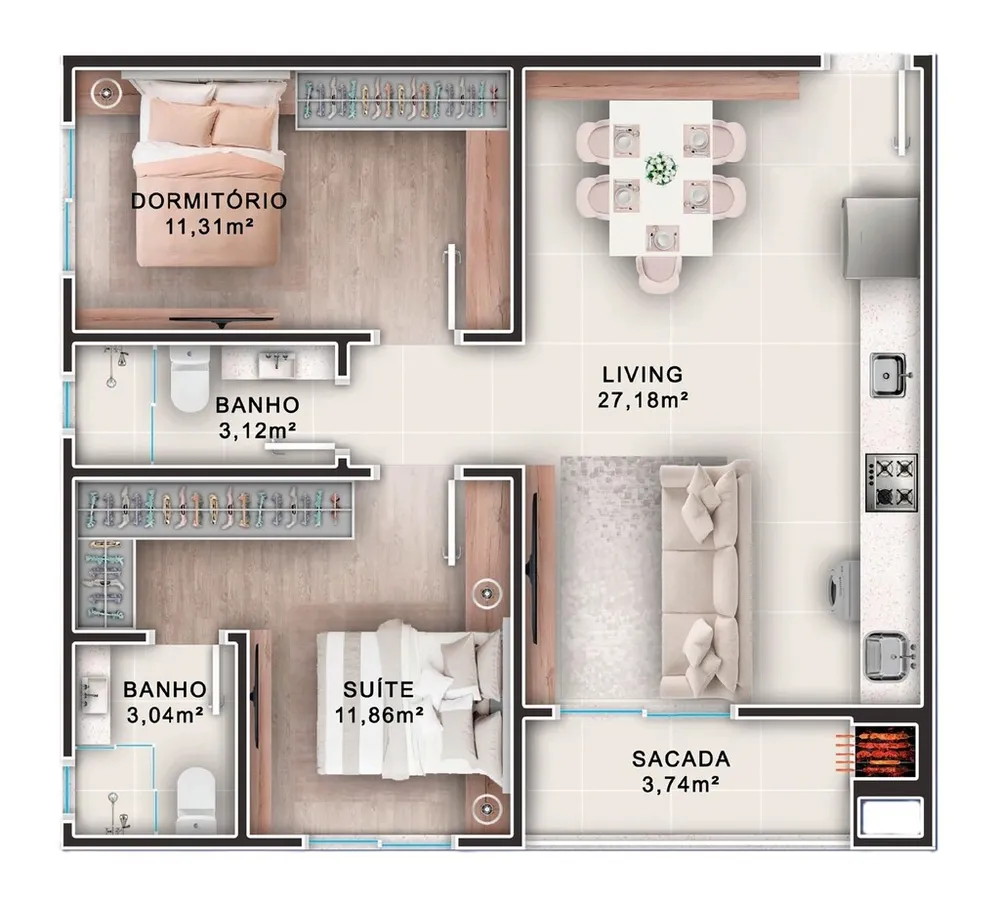 Apartamento, 1 quarto, 50 m² - Foto 6