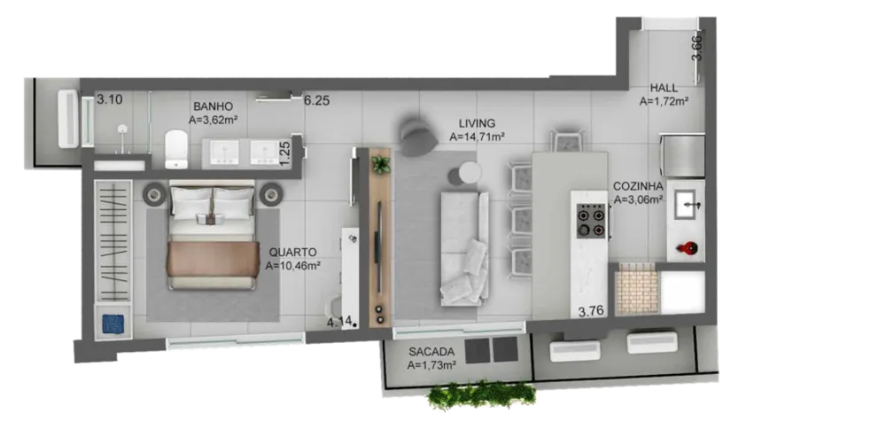 Apartamento, 1 quarto, 46 m² - Foto 10