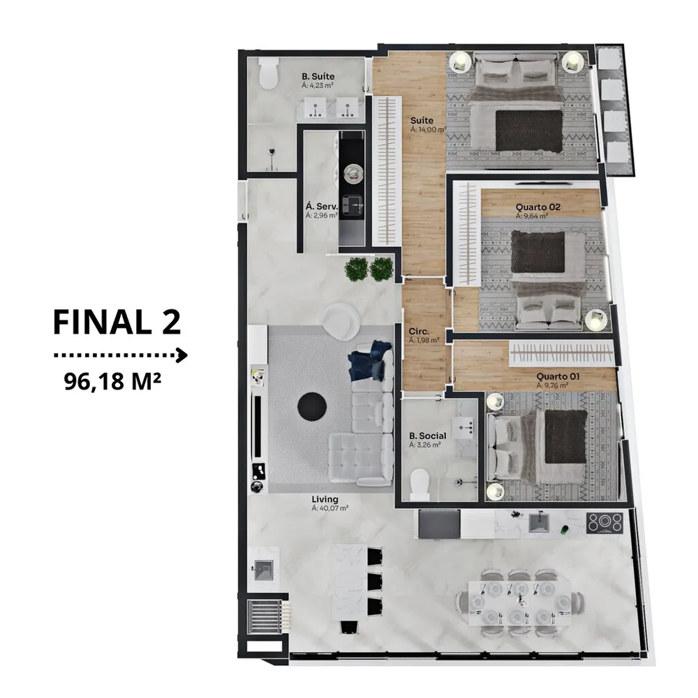 Apartamento, 3 quartos, 96 m² - Foto 11