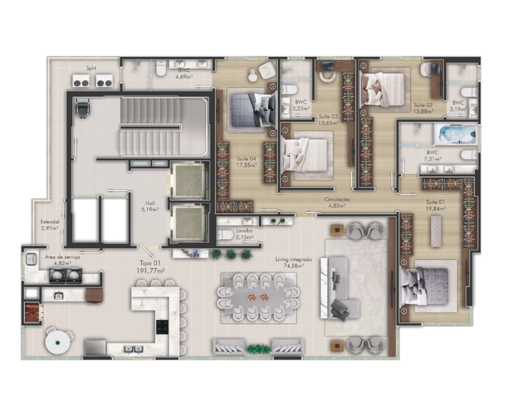Apartamento, 4 quartos, 191 m² - Foto 7