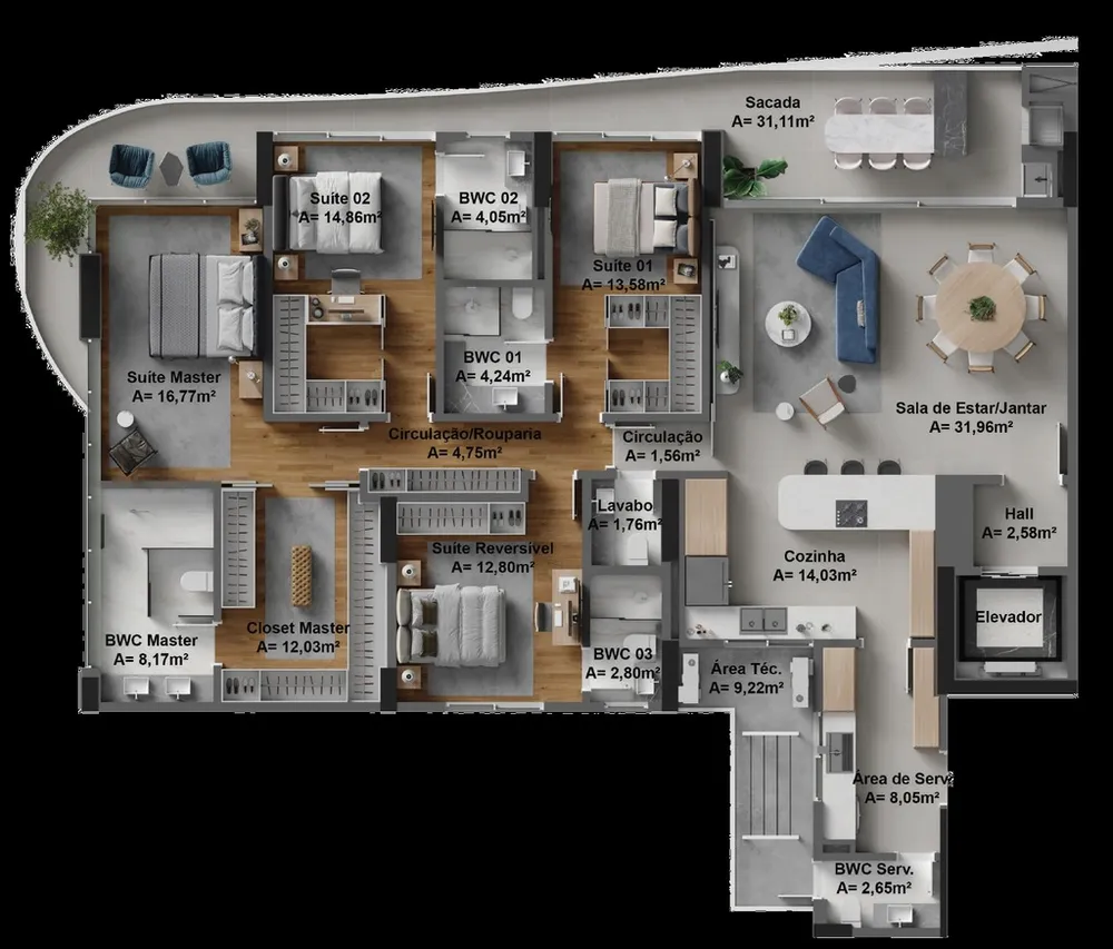 Apartamento, 3 quartos, 168 m² - Foto 8