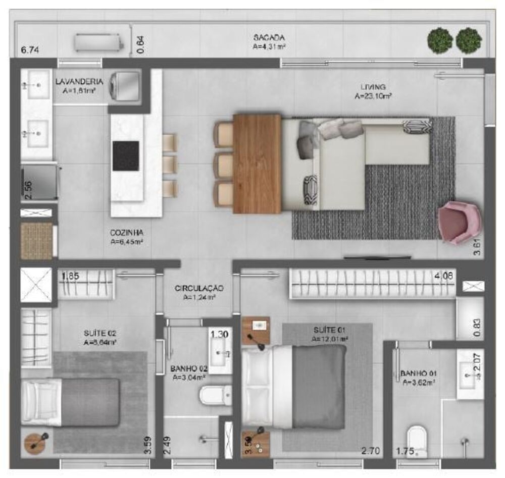 Apartamento, 1 quarto, 47 m² - Foto 7