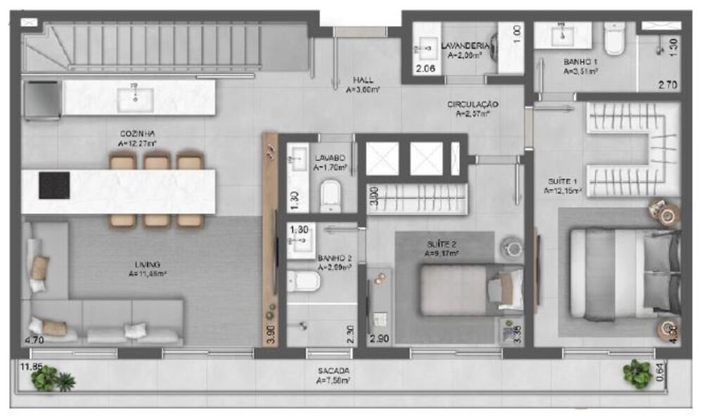Apartamento, 1 quarto, 47 m² - Foto 12