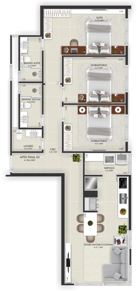Apartamento, 3 quartos, 122 m² - Foto 8