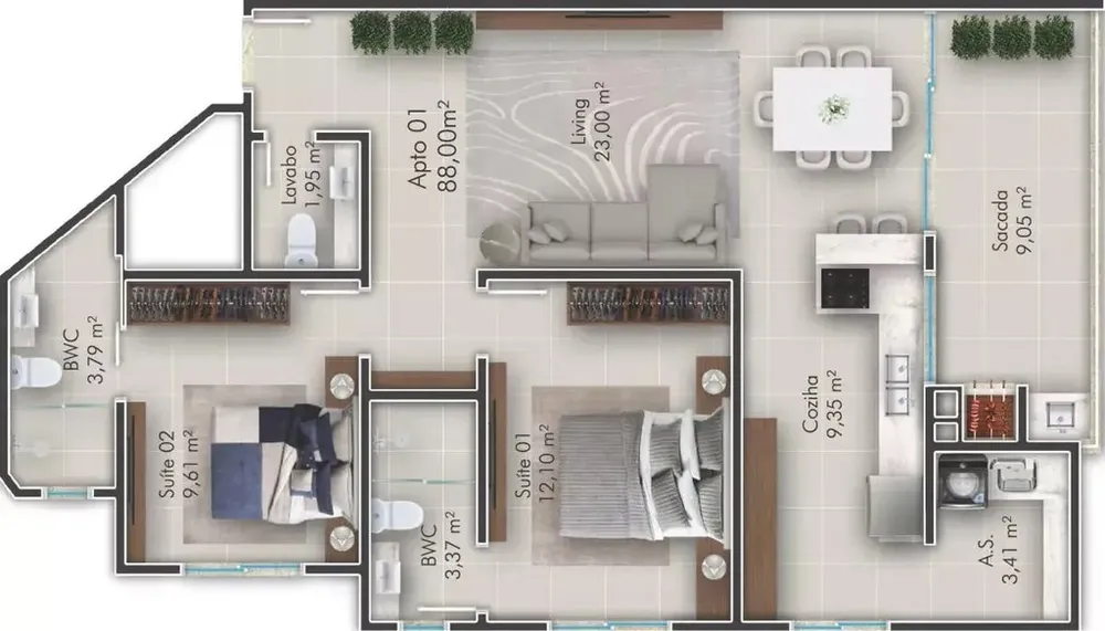 Apartamento, 2 quartos, 87 m² - Foto 12