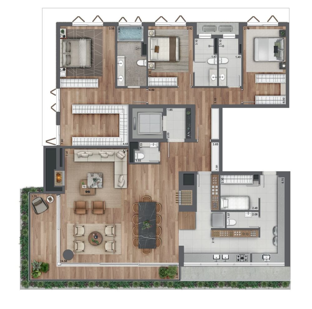 Apartamento à venda com 3 quartos, 232m² - Foto 7