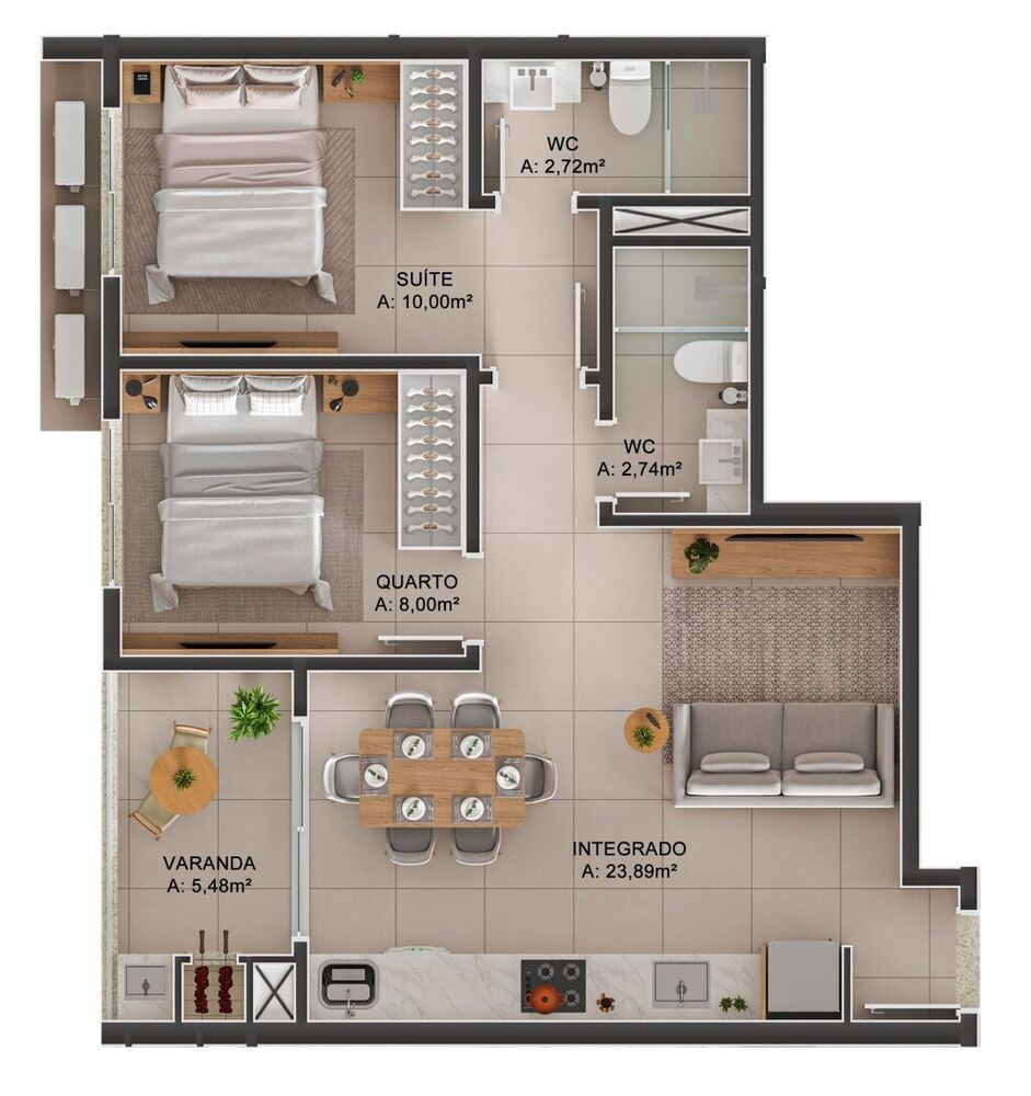 Apartamento, 2 quartos, 64 m² - Foto 2