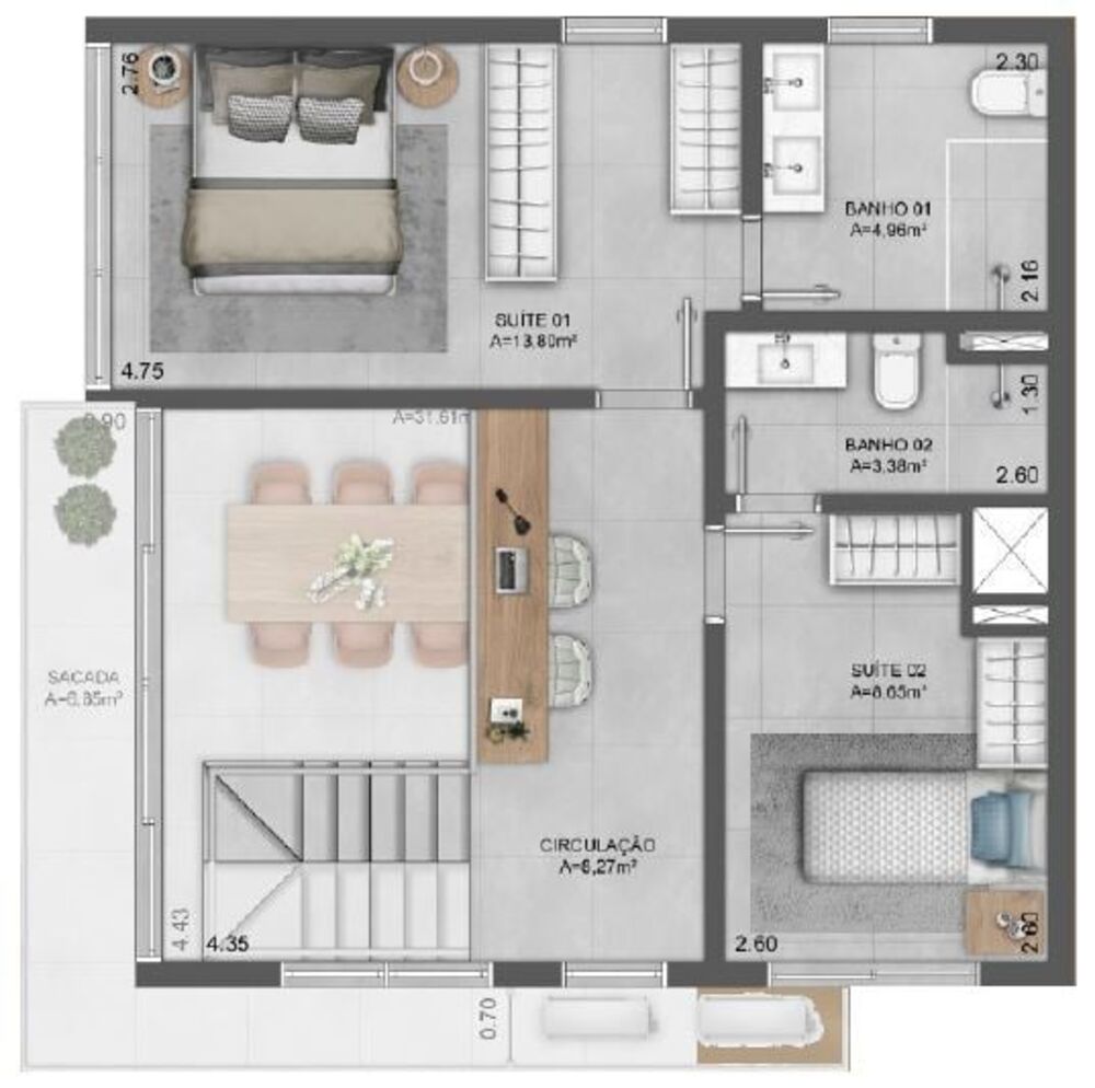 Apartamento, 2 quartos, 81 m² - Foto 2