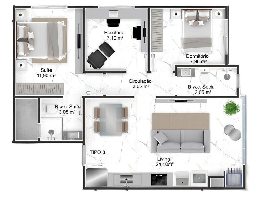 Apartamento, 3 quartos, 69 m² - Foto 15