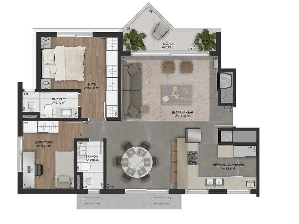 Apartamento, 2 quartos, 94 m² - Foto 1