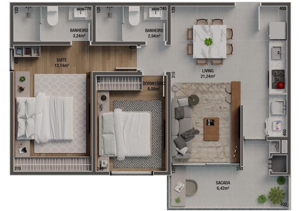 Apartamento, 2 quartos, 64 m² - Foto 3