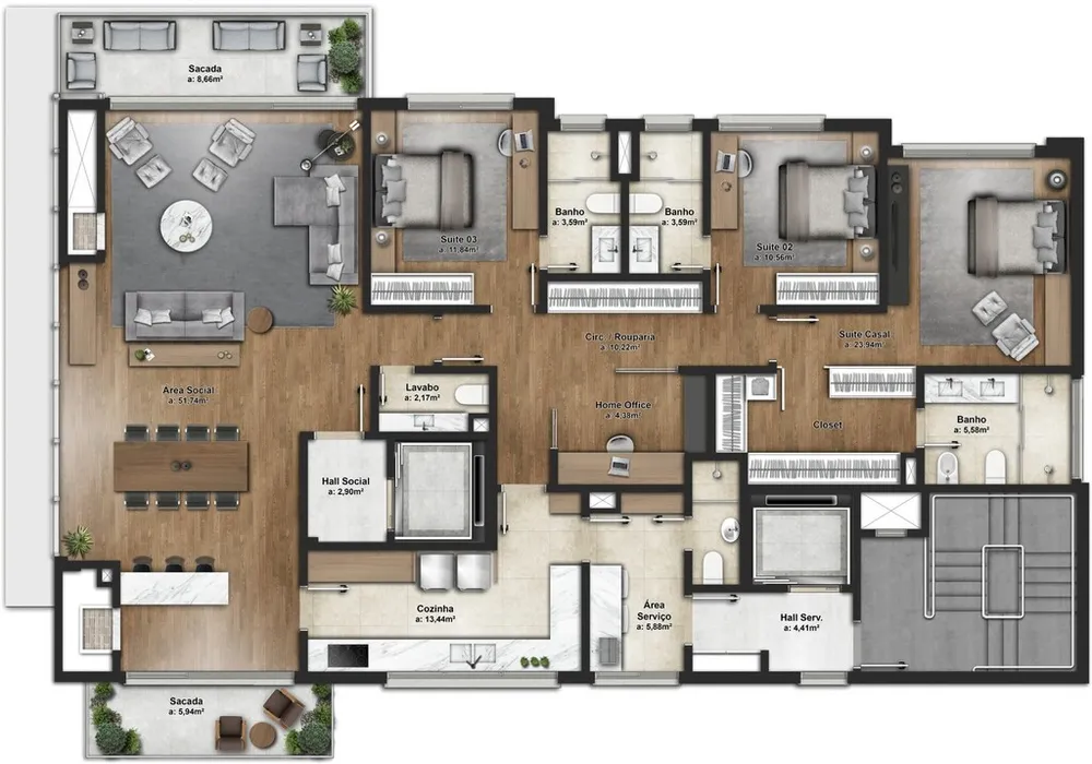 Apartamento, 3 quartos, 347 m² - Foto 10