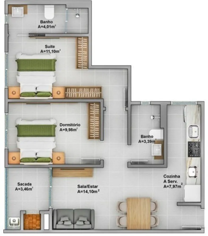 Apartamento, 2 quartos, 66 m² - Foto 9