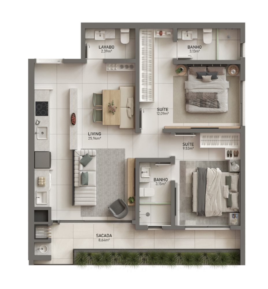 Apartamento à venda com 2 quartos, 75m² - Foto 4
