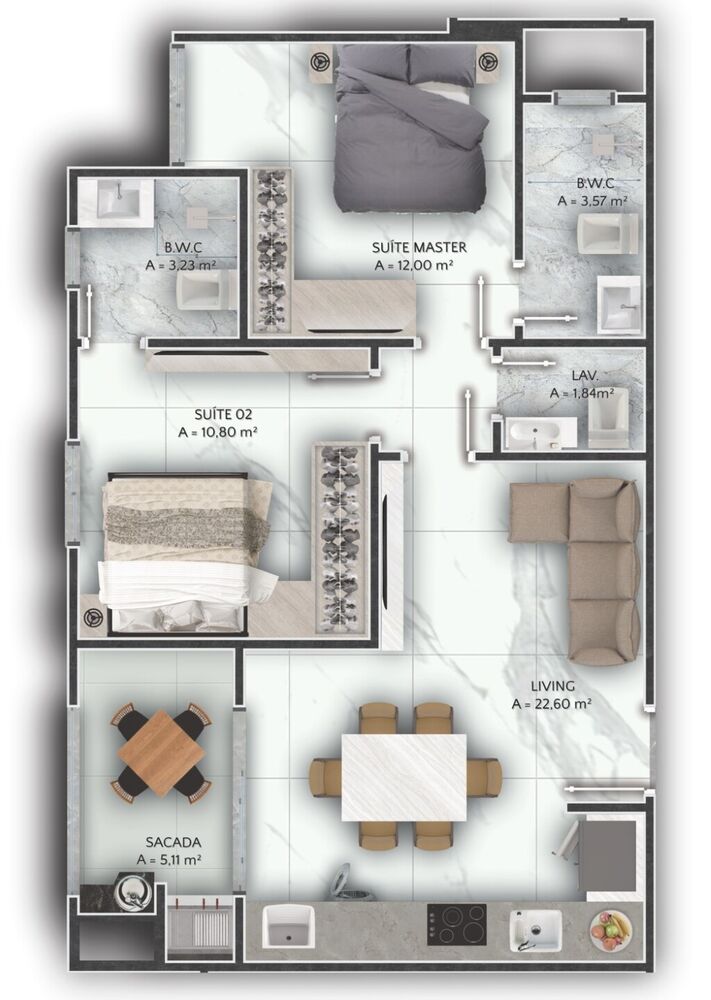 Apartamento, 2 quartos, 70 m² - Foto 3