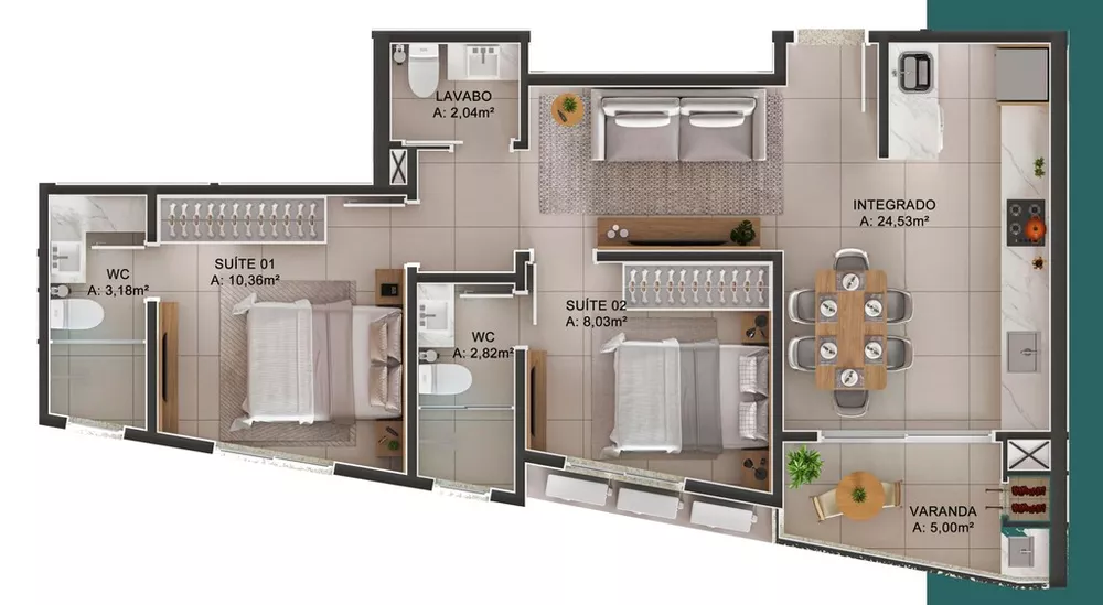 Apartamento, 2 quartos, 60 m² - Foto 3