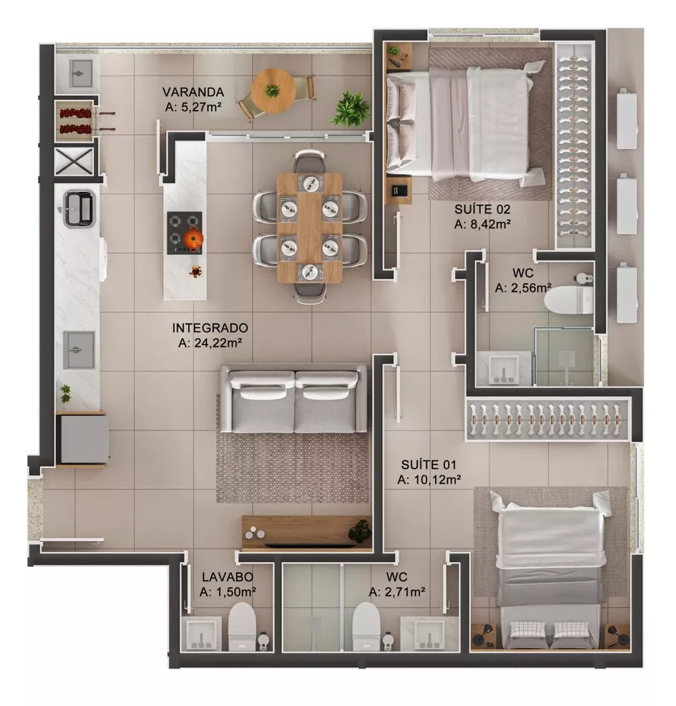 Apartamento, 2 quartos, 60 m² - Foto 2