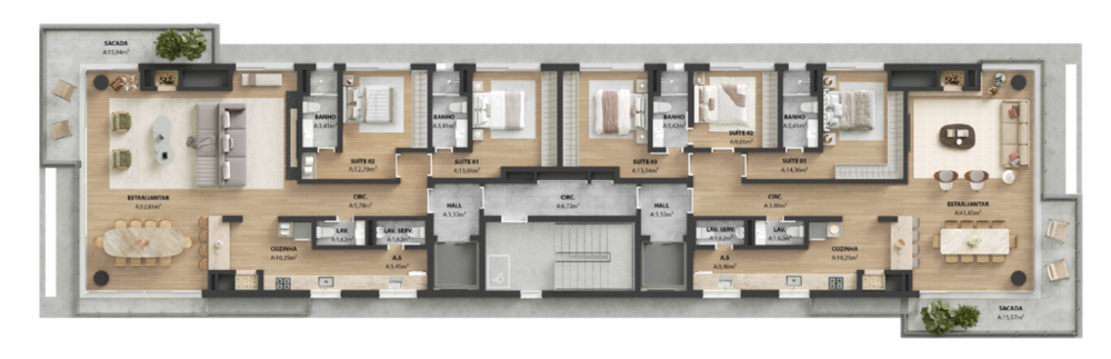 Apartamento à venda com 3 quartos, 153m² - Foto 3