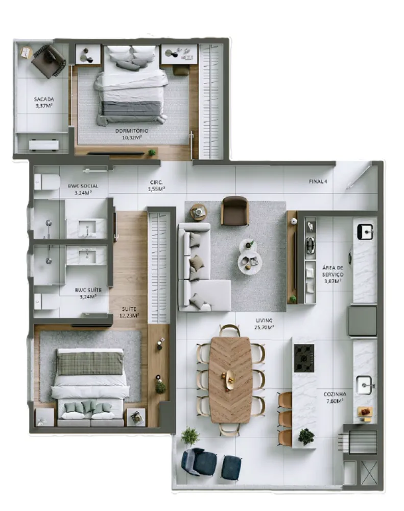 Apartamento, 2 quartos, 82 m² - Foto 2