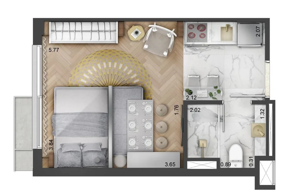 Apartamento, 1 quarto, 59 m² - Foto 12