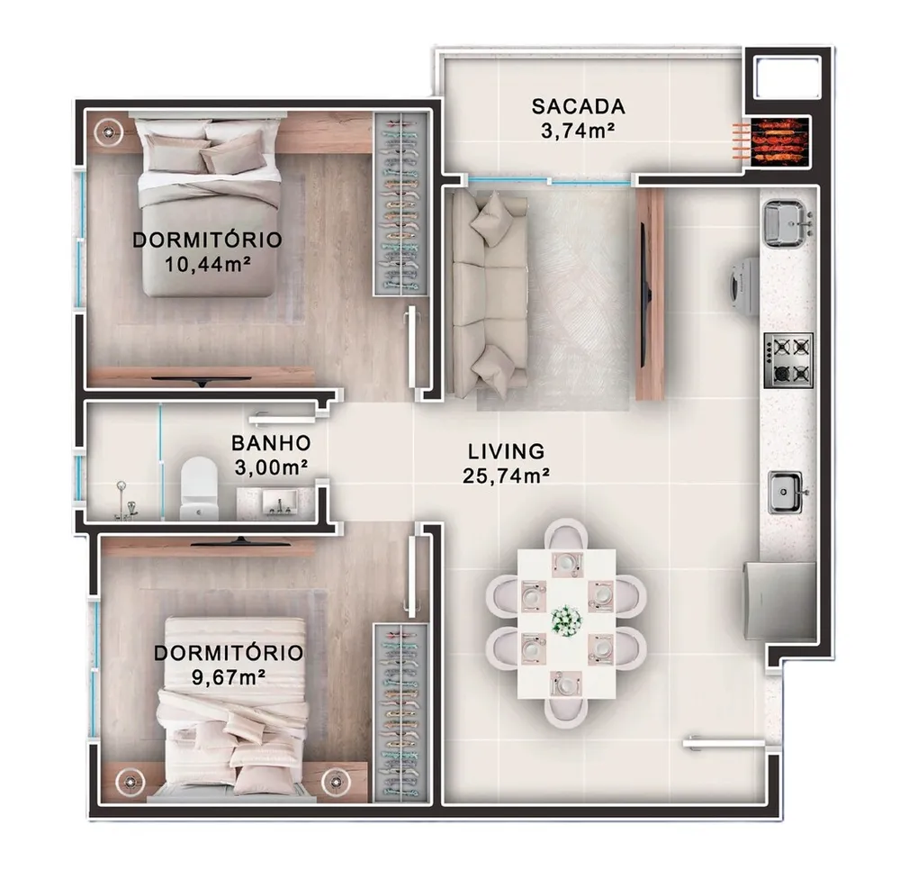 Apartamento, 2 quartos, 68 m² - Foto 9