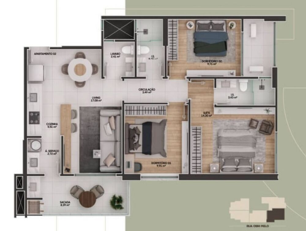 Apartamento, 3 quartos, 106 m² - Foto 8