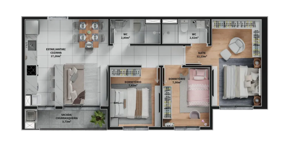 Apartamento, 3 quartos, 79 m² - Foto 1
