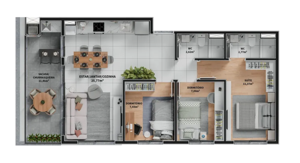 Apartamento, 3 quartos, 79 m² - Foto 3