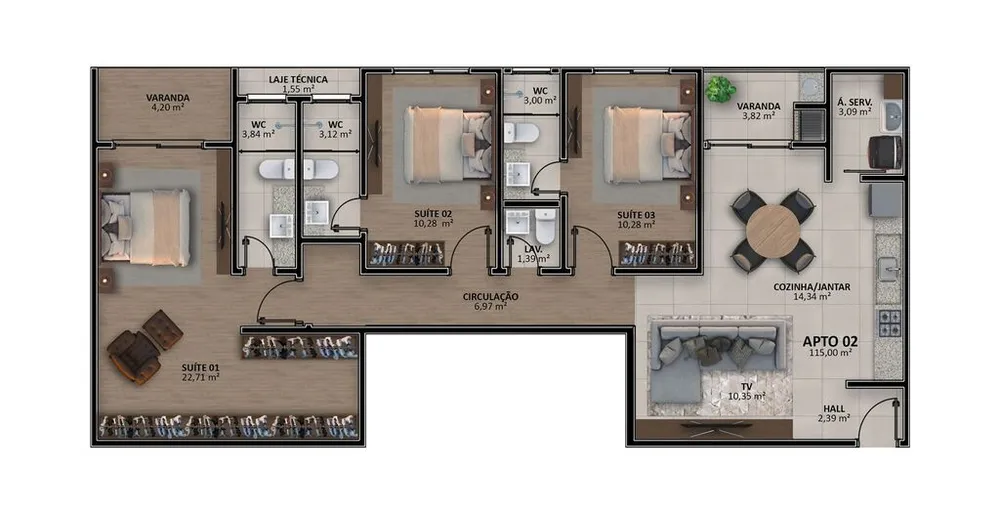 Apartamento, 3 quartos, 115 m² - Foto 12