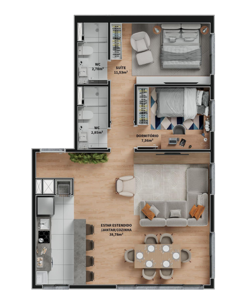 Apartamento à venda com 3 quartos, 68m² - Foto 3