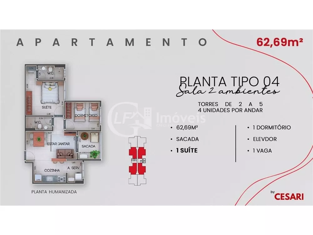 Apartamento, 2 quartos, 53 m² - Foto 4