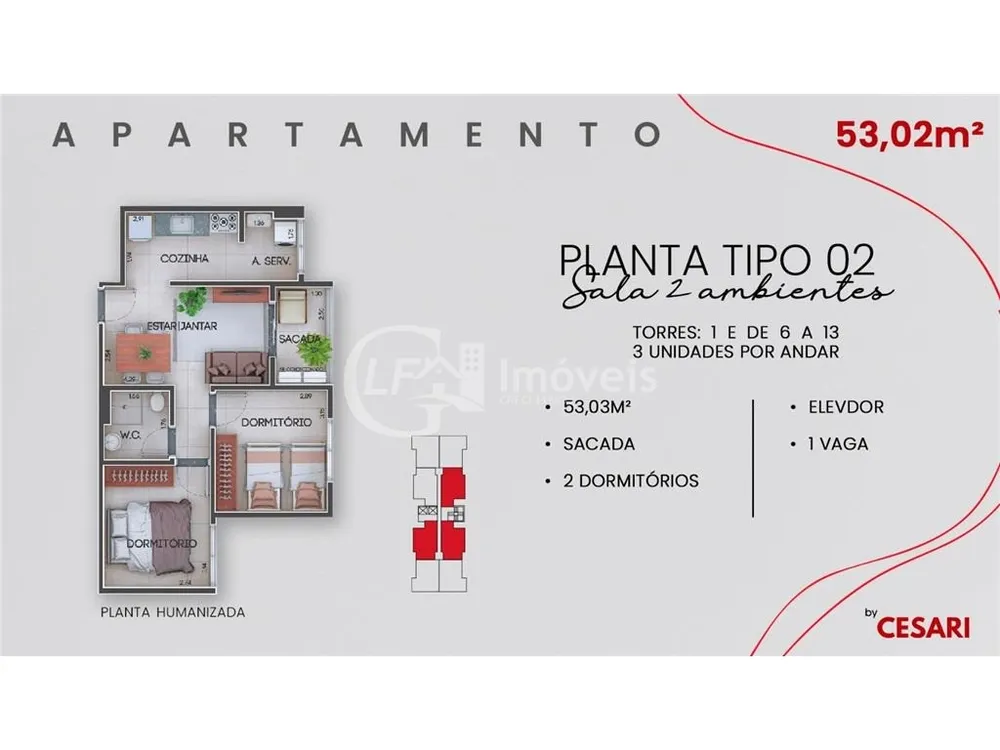 Apartamento, 2 quartos, 53 m² - Foto 15