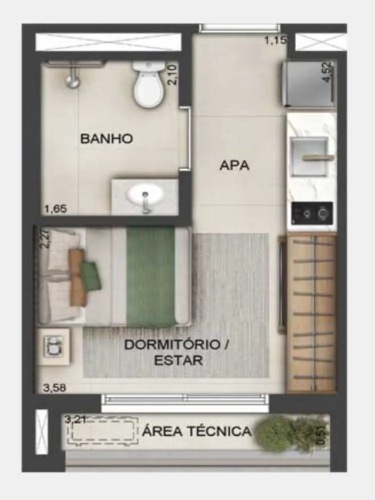 Apartamento, 1 quarto, 22 m² - Foto 7