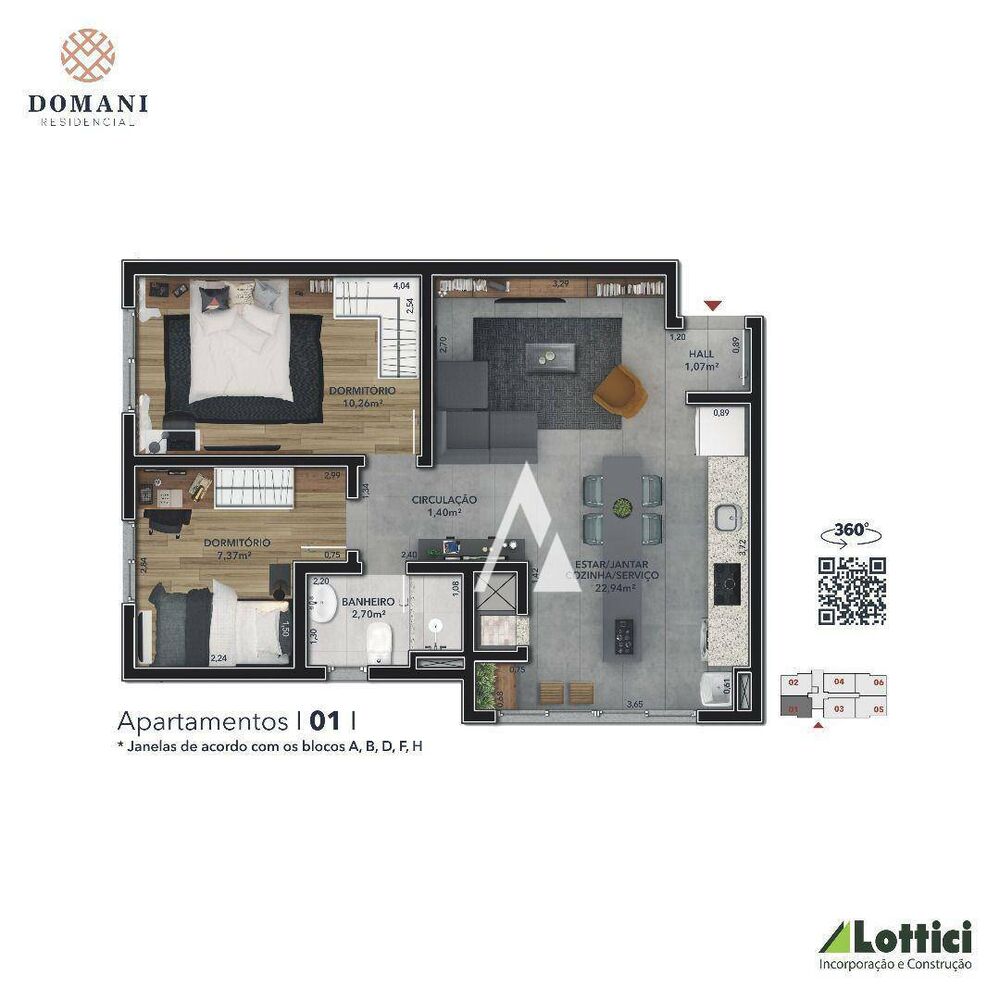 Apartamento, 2 quartos, 52 m² - Foto 3
