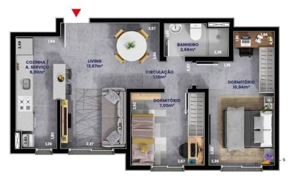 Apartamento à venda com 2 quartos, 49m² - Foto 3