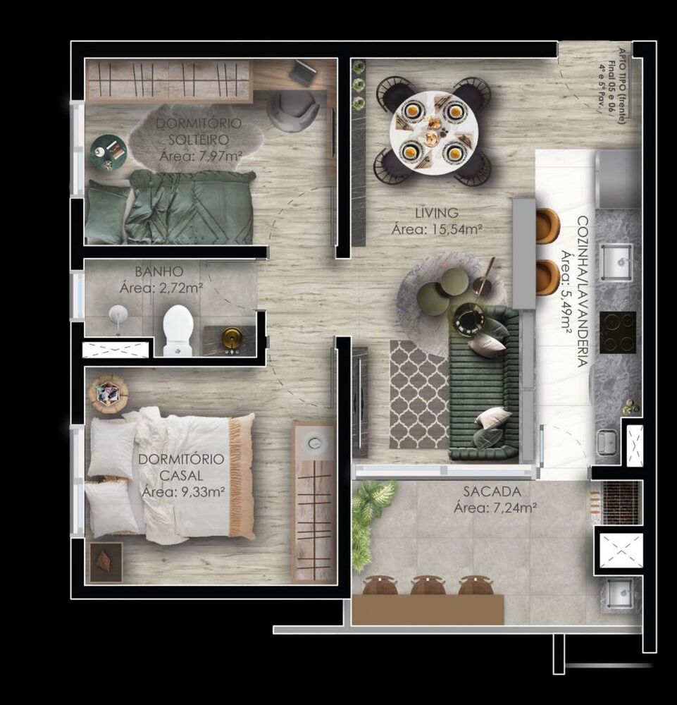 Apartamento, 2 quartos, 59 m² - Foto 3