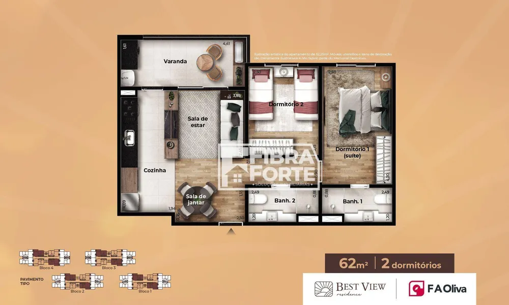 Apartamento, 2 quartos, 62 m² - Foto 2