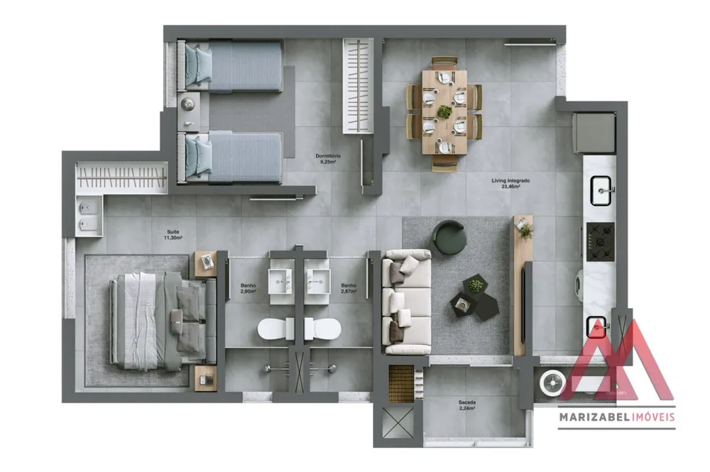 Apartamento, 2 quartos, 62 m² - Foto 3
