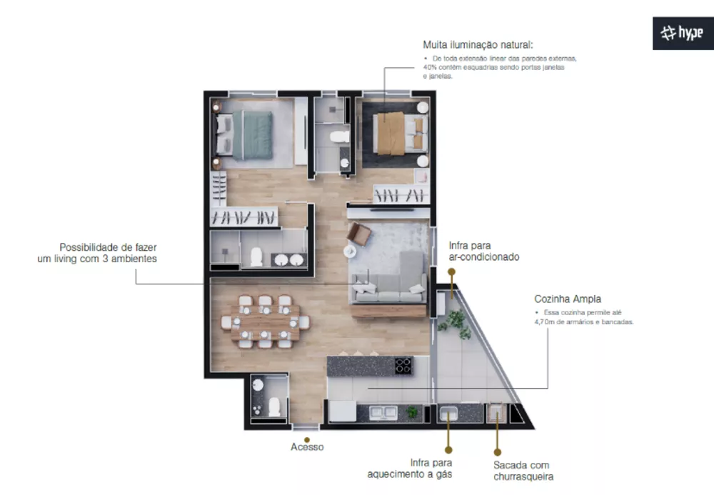 Apartamento, 3 quartos, 107 m² - Foto 1