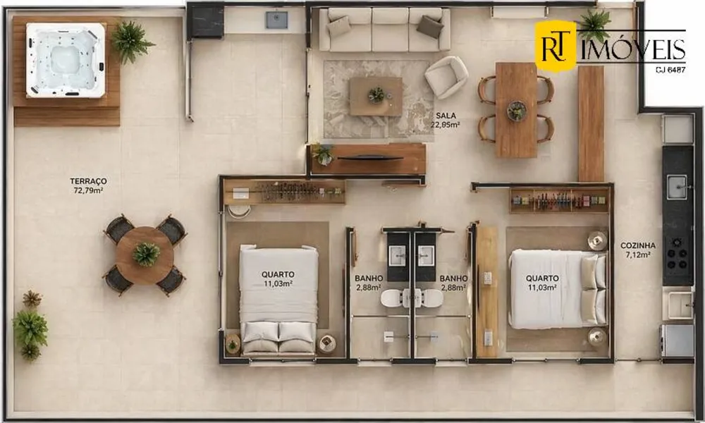 Apartamento, 1 quarto, 58 m² - Foto 7