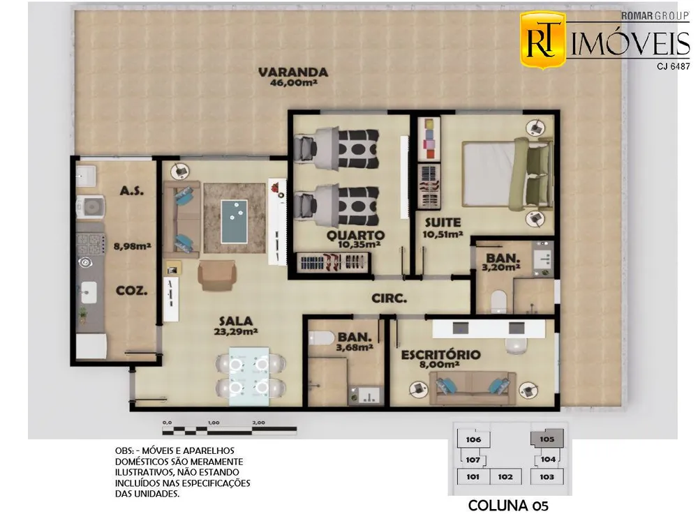 Apartamento, 2 quartos, 74 m² - Foto 2