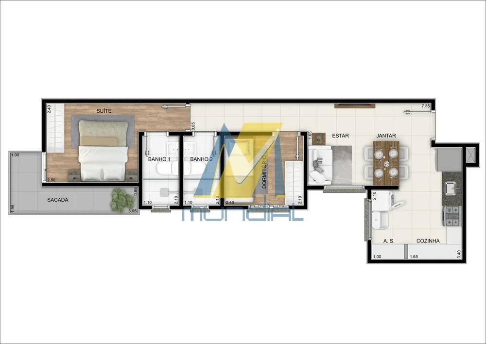 Apartamento, 2 quartos - Foto 1
