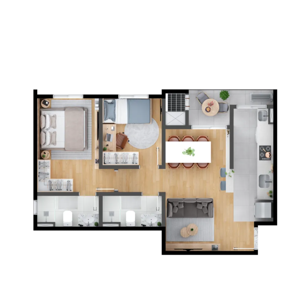 Apartamento, 2 quartos, 53 m² - Foto 3