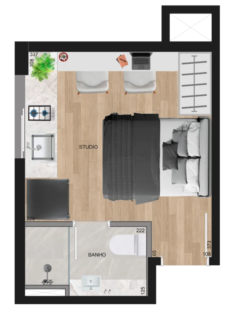 Apartamento, 1 quarto, 16 m² - Foto 3