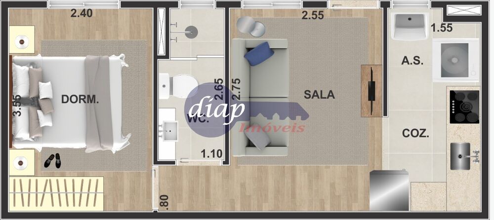 Apartamento, 2 quartos, 39 m² - Foto 2