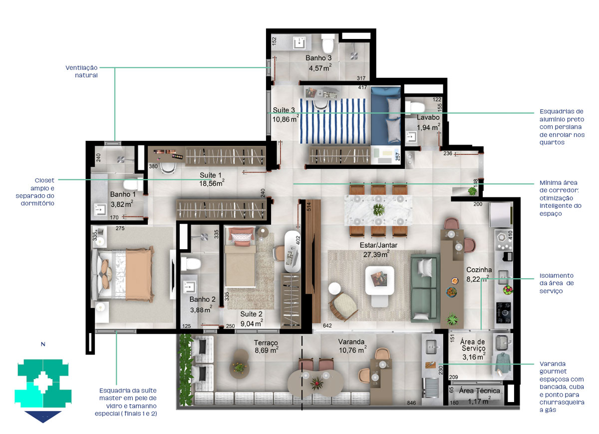 Apartamento à venda com 3 quartos, 128m² - Foto 7