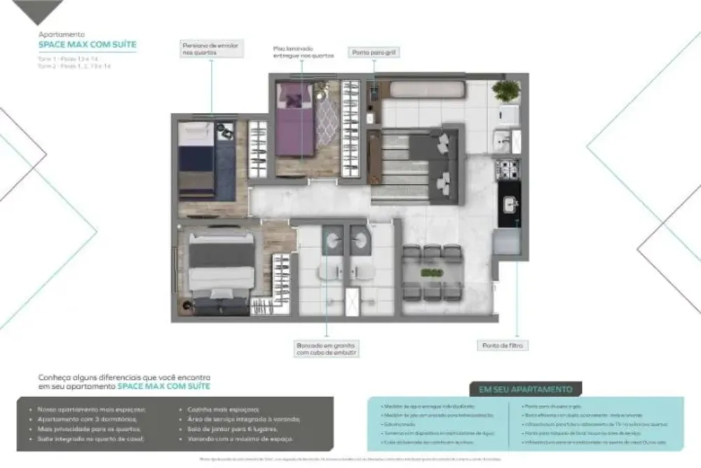 Apartamento, 3 quartos, 55 m² - Foto 1