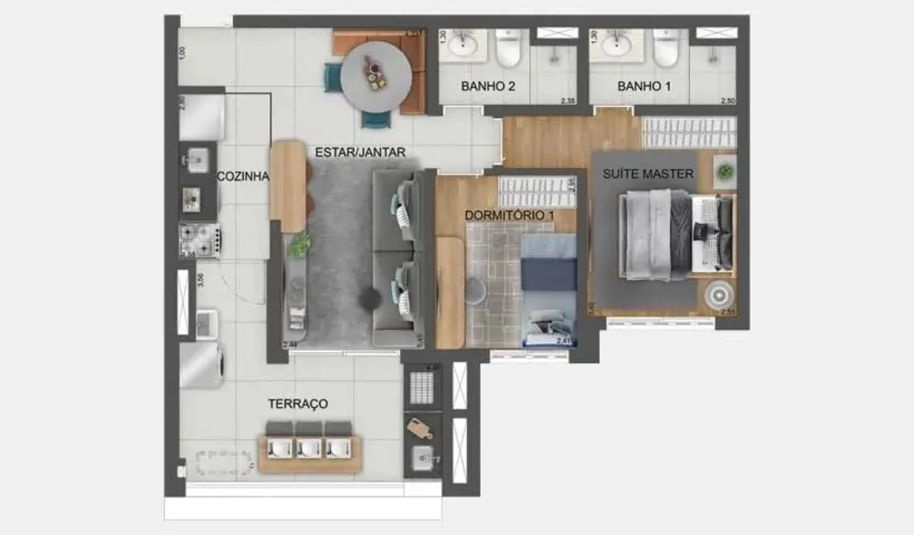 Apartamento, 2 quartos, 66 m² - Foto 2