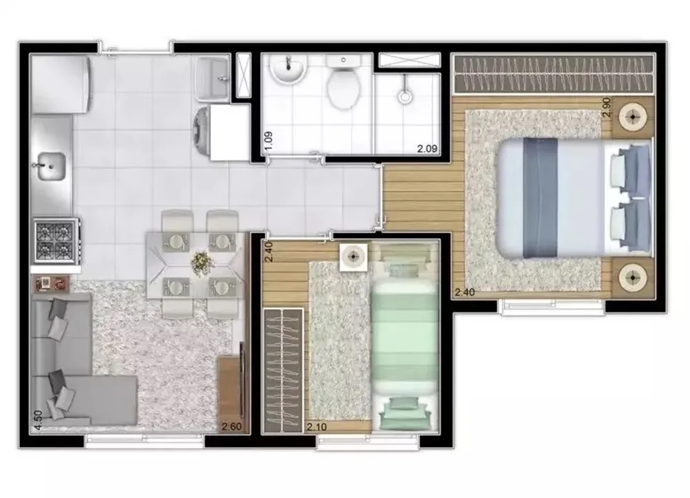 Apartamento, 2 quartos, 33 m² - Foto 1